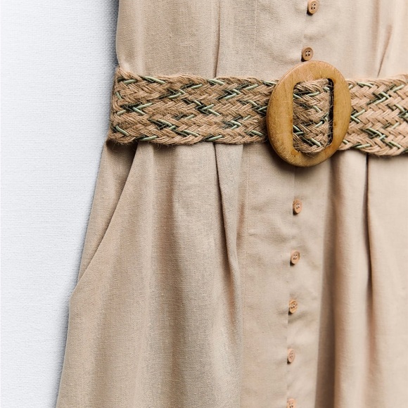 Zara linen belted dress - Picture 4 of 6